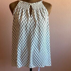 LOFT Cream  and Brown Printed Halter Top
